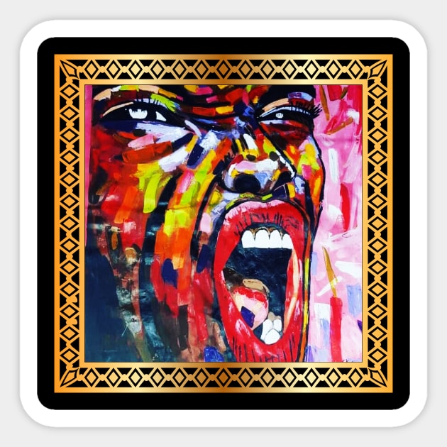 African Artwork, African Woman Screaming Sticker by logiamerch